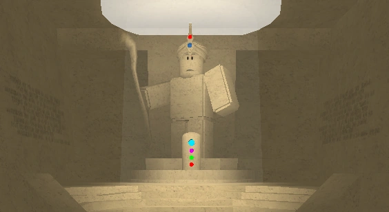 The King's Statue with the pedestal filled with all 4 King's Jewels.