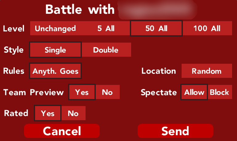 The PvP Options.