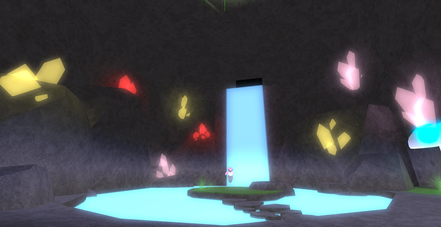 Inside the Chamber of the Jewel. Diancie is waiting for the player to catch it.