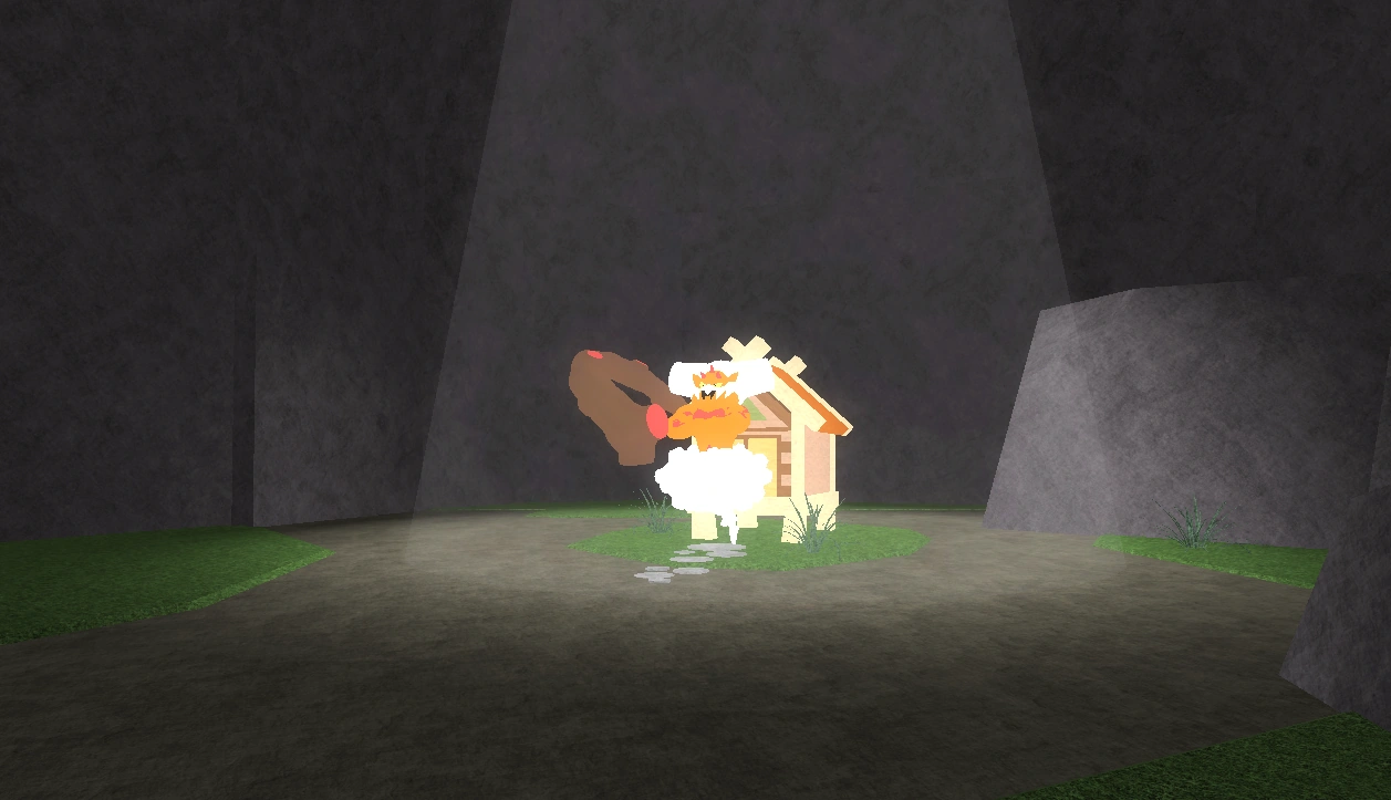 Landorus waiting in front of the shrine after sensing the presence of Tornadus and Thundurus in player's party.