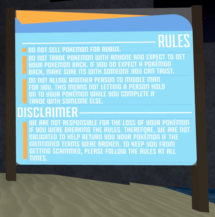 The board of trading rules set up at the Trade Resort.