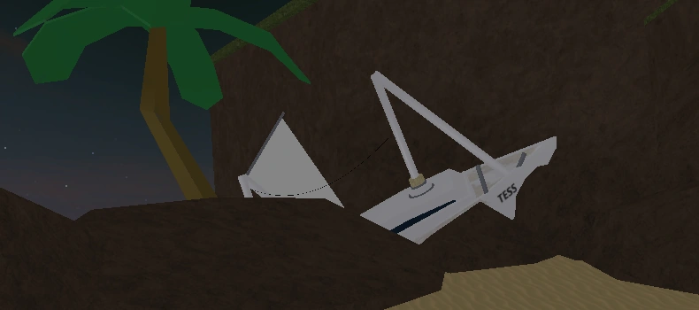 The boat, with "Tess" marked on it, crashed onto the island.