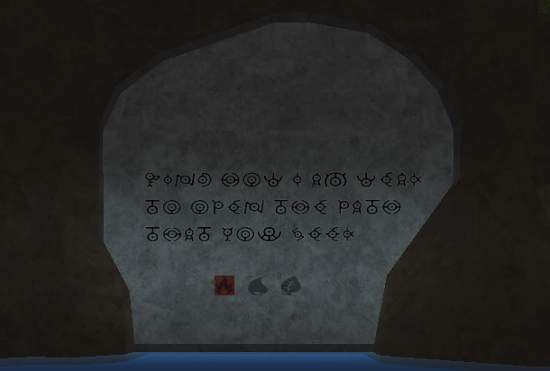 The gate which requires stepping on a few type tiles to unlock.