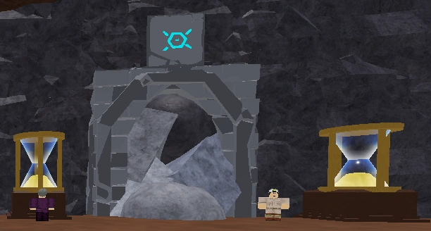The second blocked cave in Victory Road, with two hourglasses next to it.