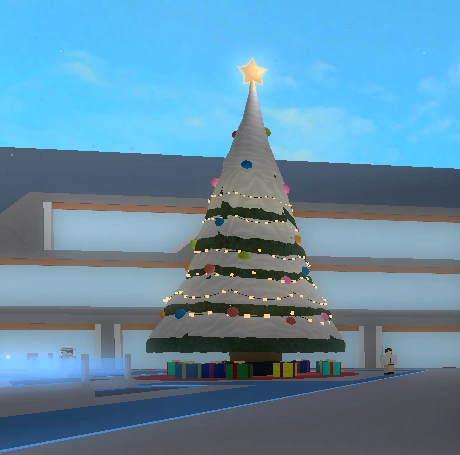 The Christmas Tree in Anthian Park, with a lawyer at the bottom right.