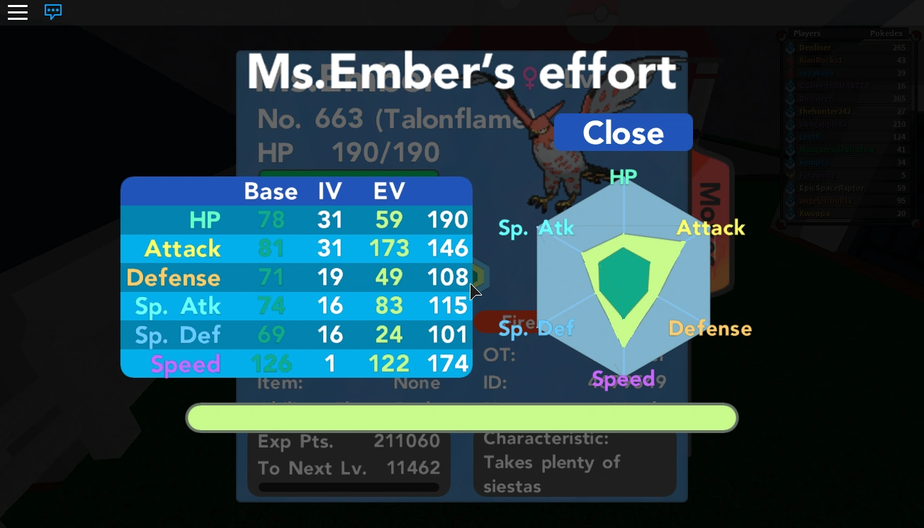The Advanced Stat Viewer to the left of "Effort-O-Meter".