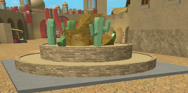 The fountain is completely filled with sand...