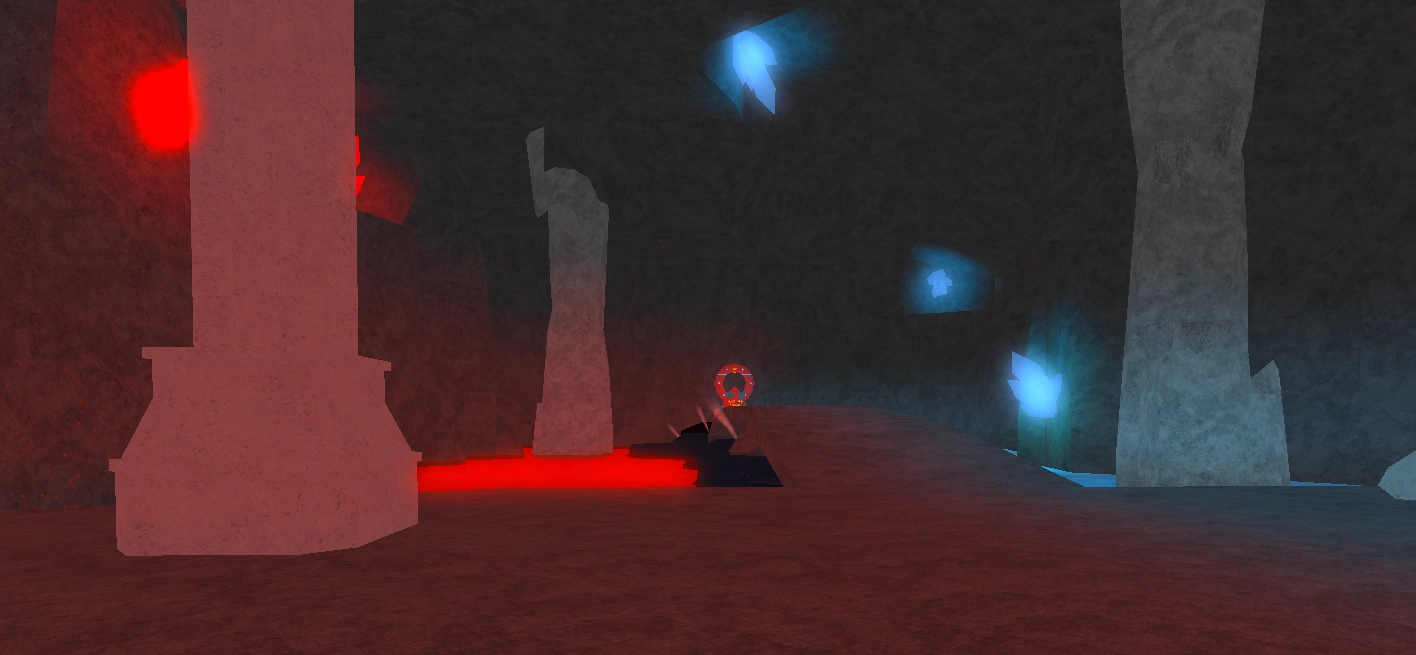 In a room with both fire and water, where Volcanion awaits the player.